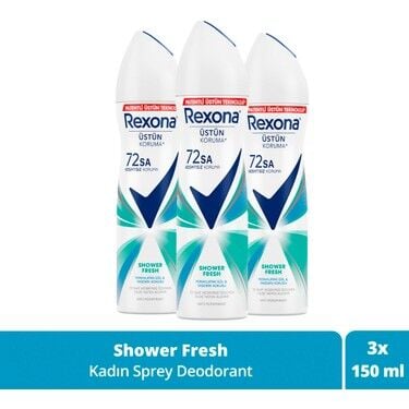 Rexona Kadın Sprey Deodorant Shower Fresh 72 Saat Kesintisiz Üstün Koruma 150 Mlx3