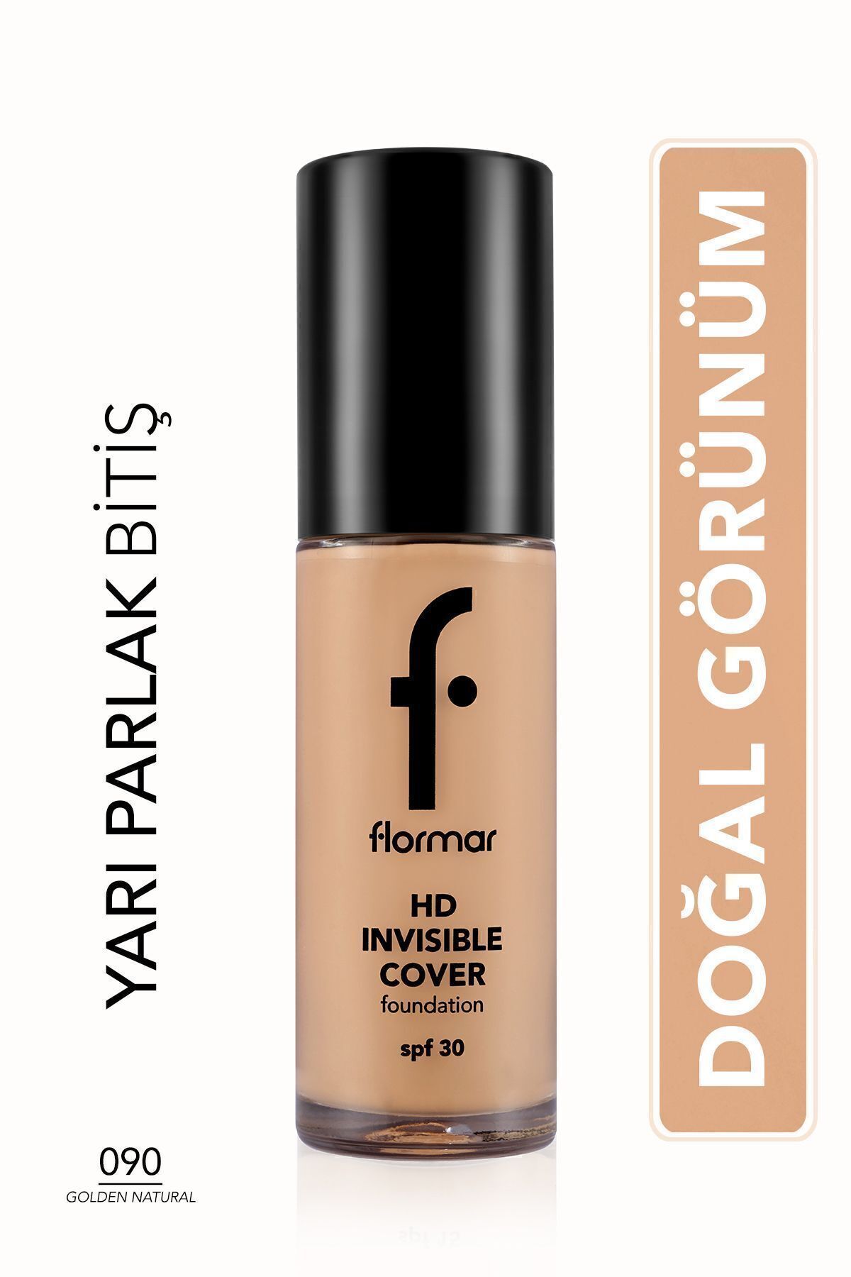 Flormar Doğal Bitişli Fondöten- Invisible Cover Hd Fdt. - Sarı Alt Ton 090 Golden Natural -