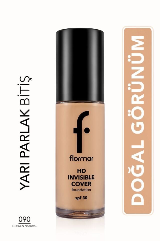 Flormar Doğal Bitişli Fondöten- Invisible Cover Hd Fdt. - Sarı Alt Ton 090 Golden Natural -