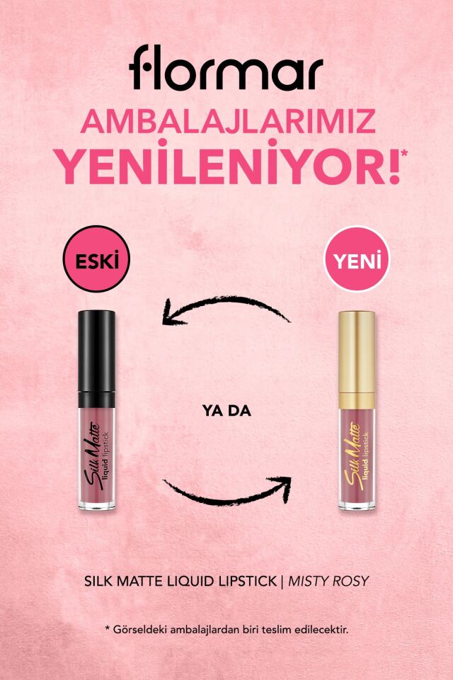 Flormar Kadife Dokulu Likit Mat Ruj - Silk Matte Liquid Lipstick - 011 MISTY ROSY -