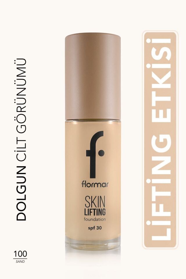 Flormar Spf30 Sıkılaştırıcı Fondöten (SICAK ALT TON) - Skin Lifting Fdt. - 050 Light Beige - 100 SAND