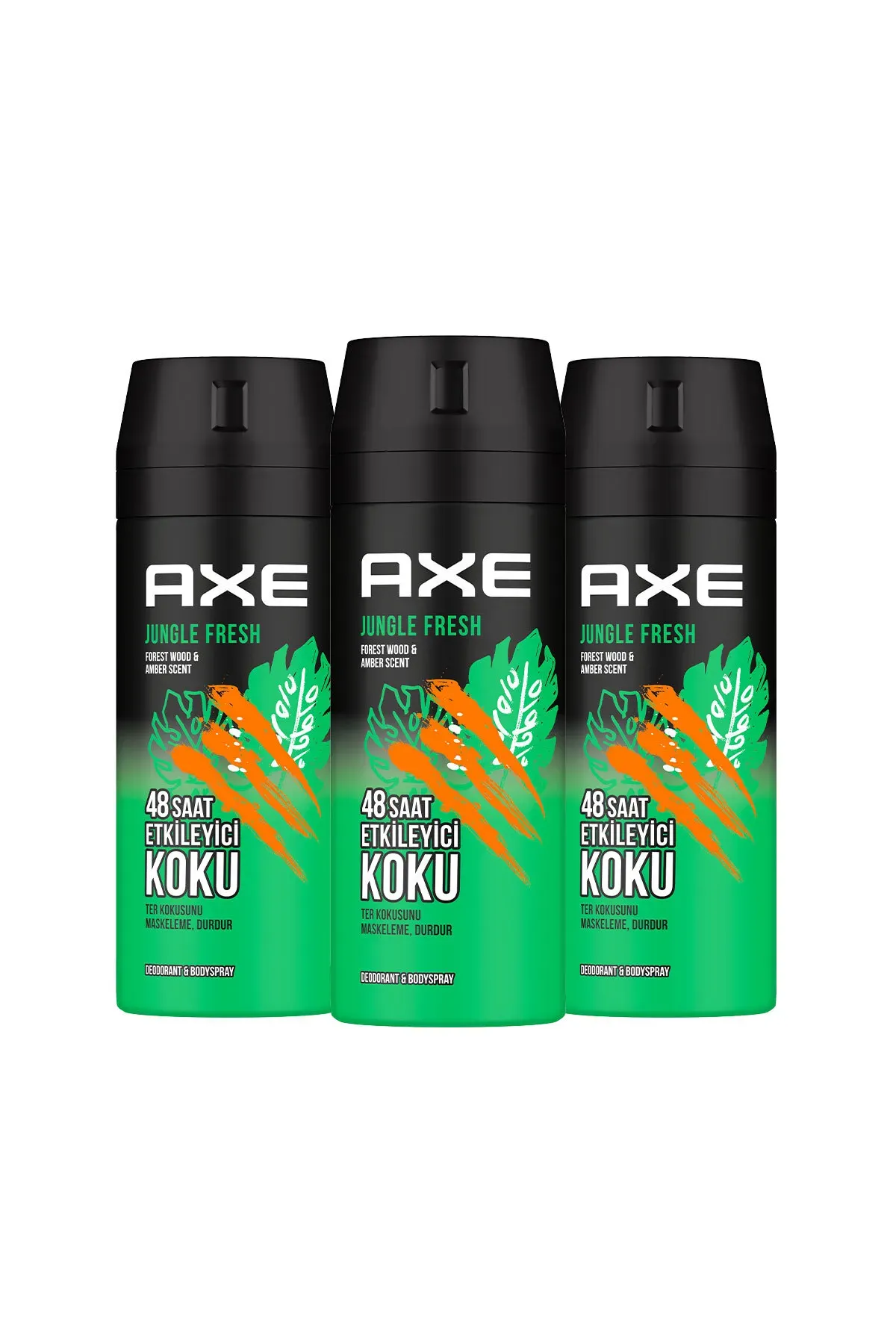 Axe Erkek Sprey Deodorant Jungle Fresh 48 Saat Etkileyici Koku 150 ml X3 Adet