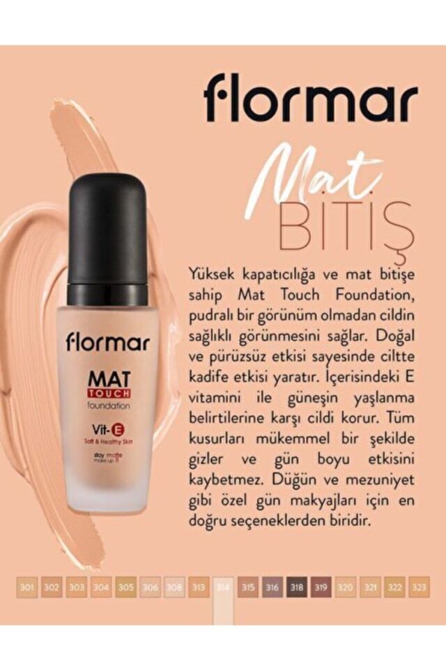 Flormar Fondöten - Mat Touch Foundation No: 30 M314 LIGHT BEIGE