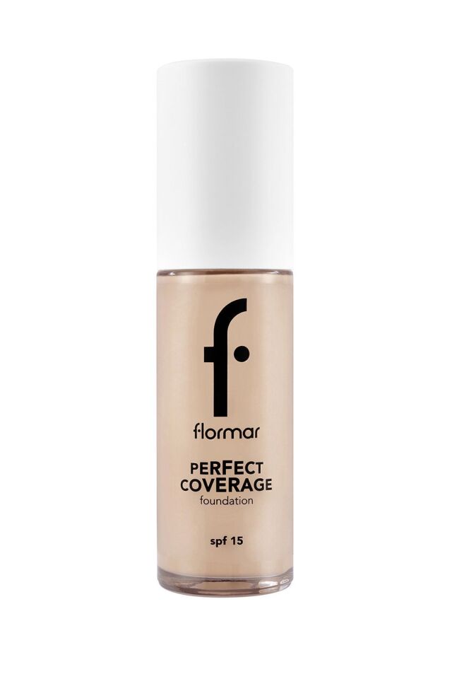 Flormar Perfect Coverage Yoğun Kapatıcı Su Bazlı Fondöten (SARI ALT TON) -130 Light Beige - 105 PORCELAIN IVORY