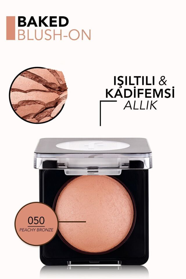 Flormar Yoğun Pigmentli Işıltılı Allık (Pembe) - Baked Blush-On - 040 - 050 PEACHY BRONZE