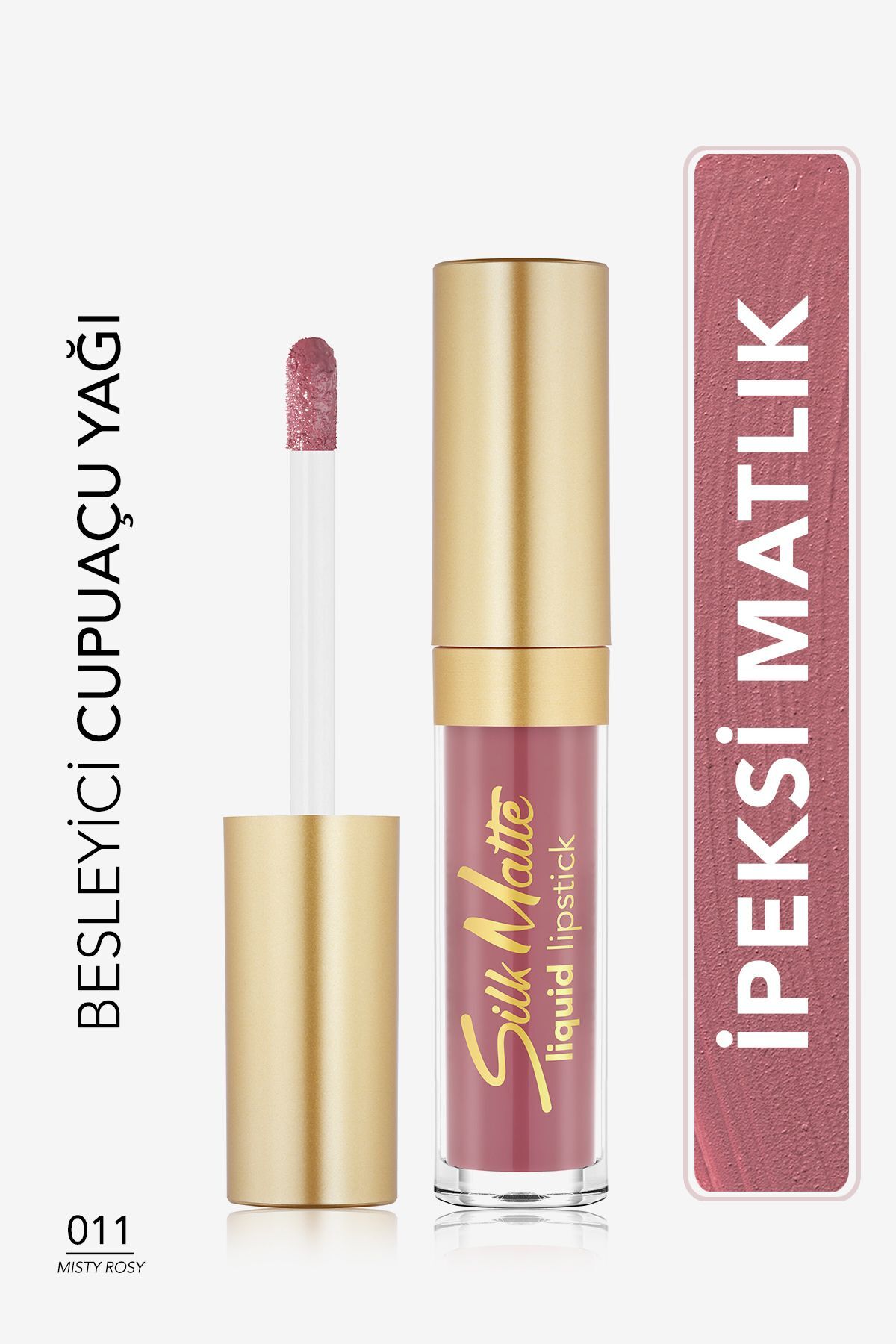 Flormar Kadife Dokulu Likit Mat Ruj - Silk Matte Liquid Lipstick - 011 MISTY ROSY - 011 MISTY ROSY