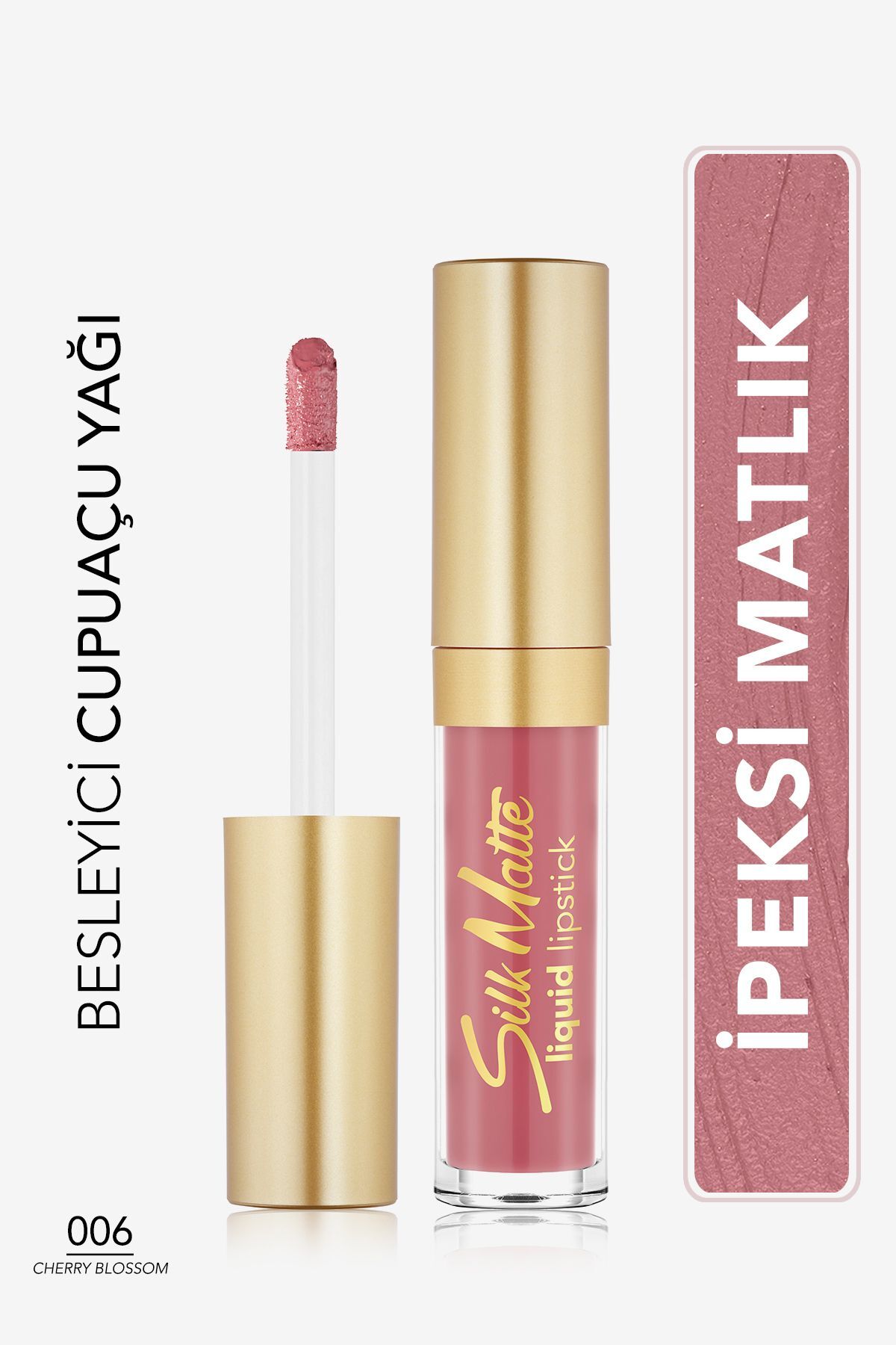 Flormar Kadife Dokulu Likit Mat Ruj - Silk Matte Liquid Lipstick - 011 MISTY ROSY - 006 CHERRY BLOSSOM