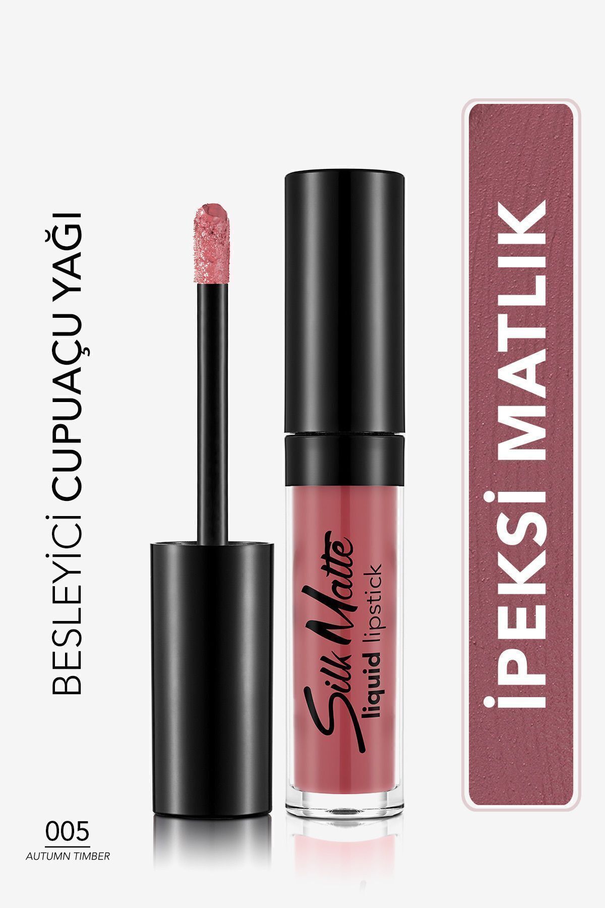 Flormar Kadife Dokulu Likit Mat Ruj - Silk Matte Liquid Lipstick - 011 MISTY ROSY - 005 AUTUMN TIMBER