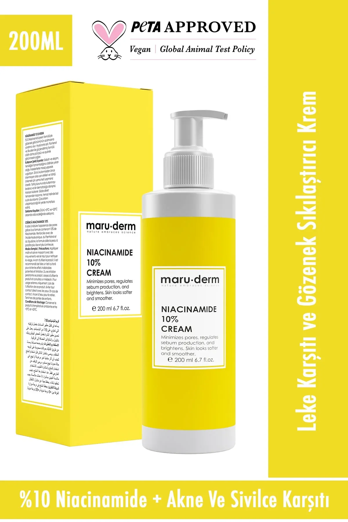 Maruderm Niacinamide %10 Leke Karşıtı Ve Gözenek Sıkılaştırıcı Krem 200 ml