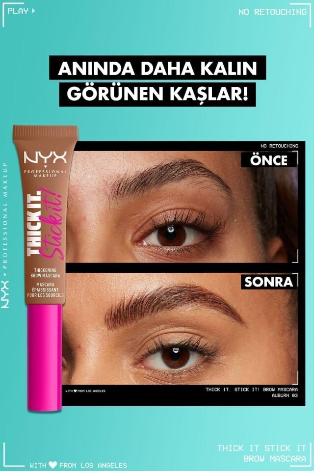 NYX Professional MakeUp Thick It, Stick It! Kaş Maskarası Auburn