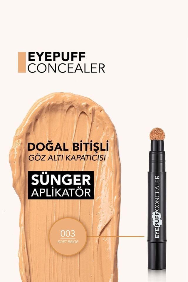 Doğal Bitişli Kremsi Kapatıcı - Eye Puff Concealer - 003 Soft Beige - 8682536021746