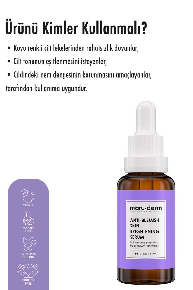 Maruderm Leke Karşıtı Ve Beyazlatıcı Cilt Bakım Serumu | Alpha Arbutin %2 Niacinamide %5 | 30 ml