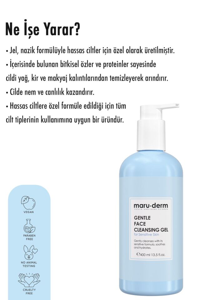 Maruderm Hassas Ve Atopik Ciltler Için Yüz Temizleme Jeli 400 ml