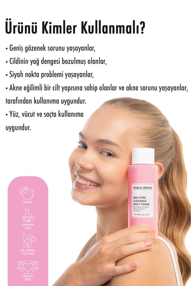 Maruderm Bha Tonik | Gözenek Sıkılaştırıcı | Siyah Nokta Karşıtı | Salisilik Asit %2 | 250 ml