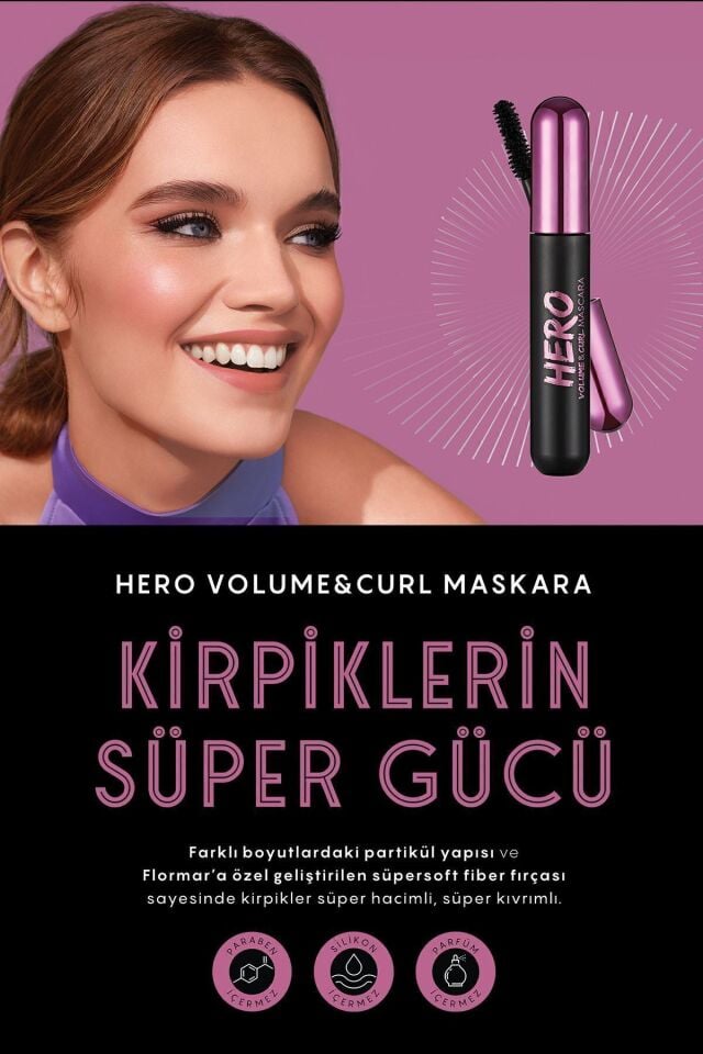 Kıvrım Ve Hacim Veren Maskara (SİYAH) - Hero Volume & Curl Mascara - 000 - 8682536022804
