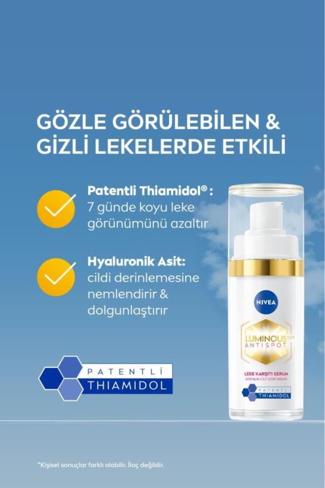 Nivea Luminous630 Thiamidol Etkili Leke Karşıtı Cilt Serumu 30ml, Hyaluronik Asit, Cilt Tonu Eşitleyici