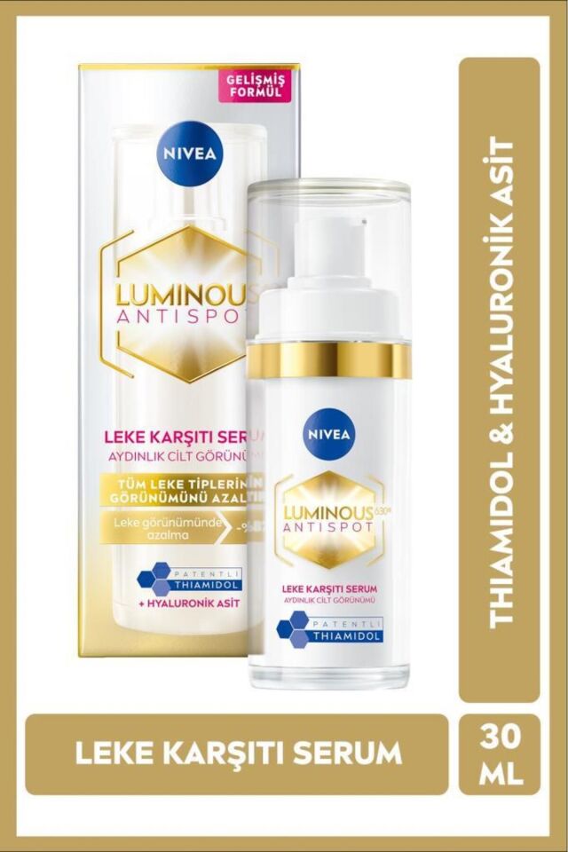 Nivea Luminous630 Thiamidol Etkili Leke Karşıtı Cilt Serumu 30ml, Hyaluronik Asit, Cilt Tonu Eşitleyici
