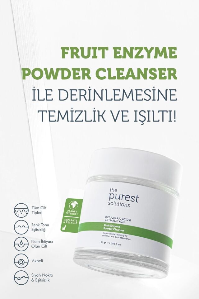 The Purest Solutions Arındırıcı Ve Canlandırıcı Tüm Ciltler Için Meyve Asitleri Içeren Toz Temizleyici 55 Gr