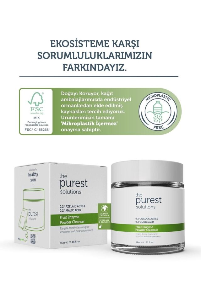 The Purest Solutions Arındırıcı Ve Canlandırıcı Tüm Ciltler Için Meyve Asitleri Içeren Toz Temizleyici 55 Gr