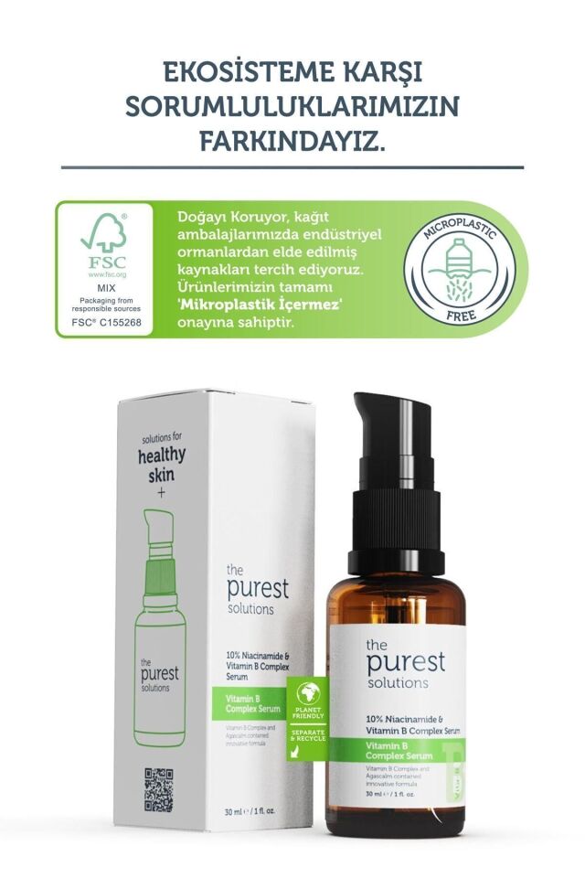 The Purest Solutions Yenileyici Ve Yatıştırıcı B Vitamini Cilt Bakım Serumu 30 Ml (%10 Niacinamide + Provitamin B5)