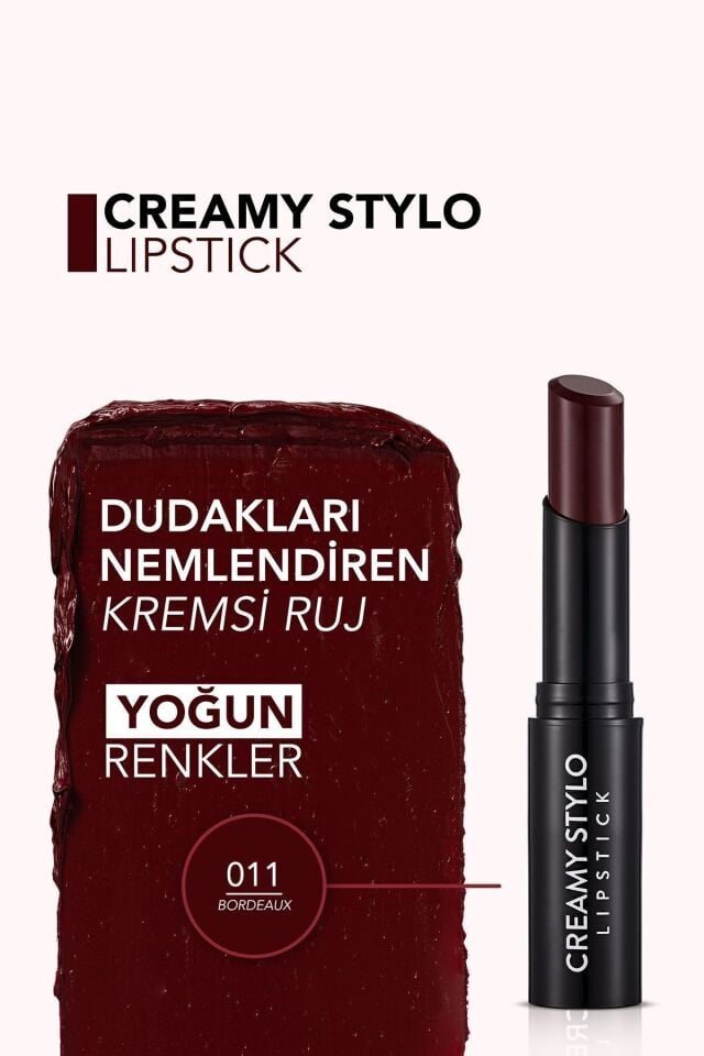 Yarı Parlak Stick Ruj- Creamy Stylo Lipstick -011 Bordeaux- 8682536013710