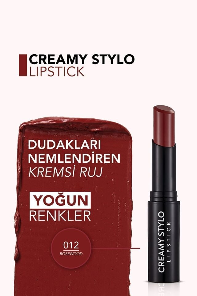 Yarı Parlak Stick Ruj- Creamy Stylo Lipstick -012 Rosewood-8682536013727