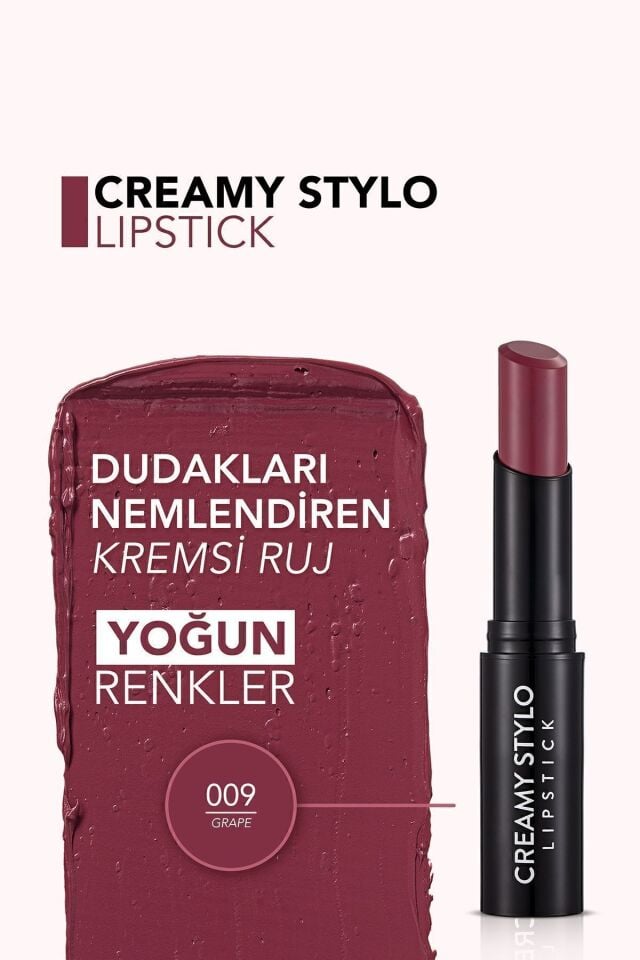 Yarı Parlak Stick Ruj- Creamy Stylo Lipstick -009 Grape- 8682536013697