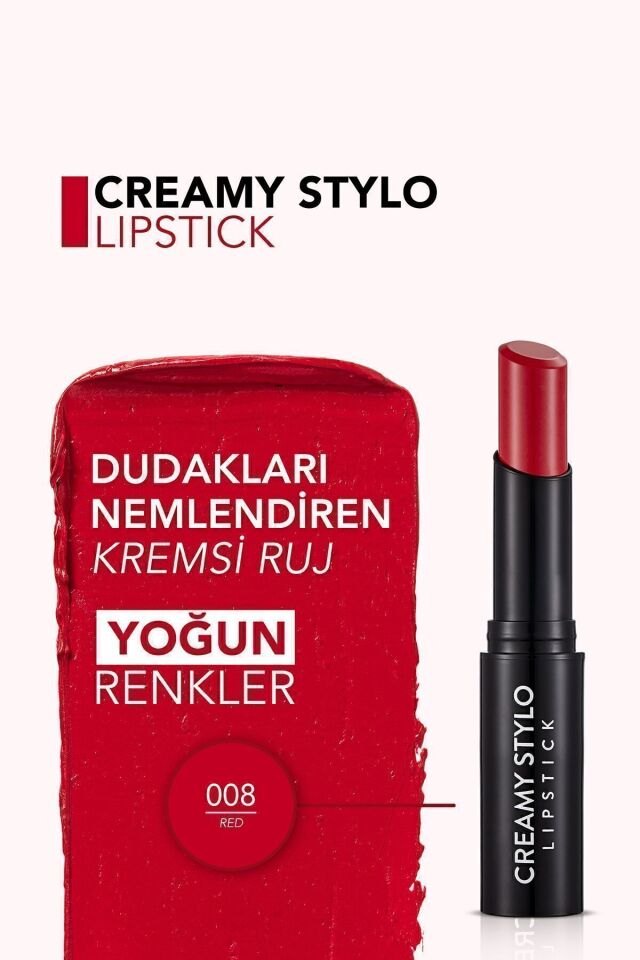 Flormar Yarı Parlak Stick Ruj- Creamy Stylo Lipstick -008 Red