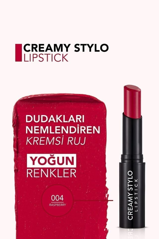 Yarı Parlak Stick Ruj- Creamy Stylo Lipstick -004 Raspberry-8682536013642