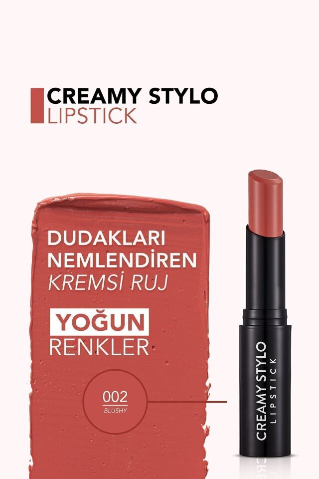 Flormar Yarı Parlak Stick Ruj- Creamy Stylo Lipstick -002 Blushy