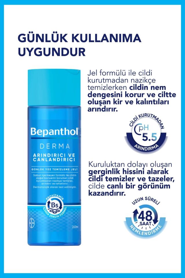 Bepanthol Derma Arındırıcı & Canlandırıcı Günlük Yüz Temizleme Jel 200 ml