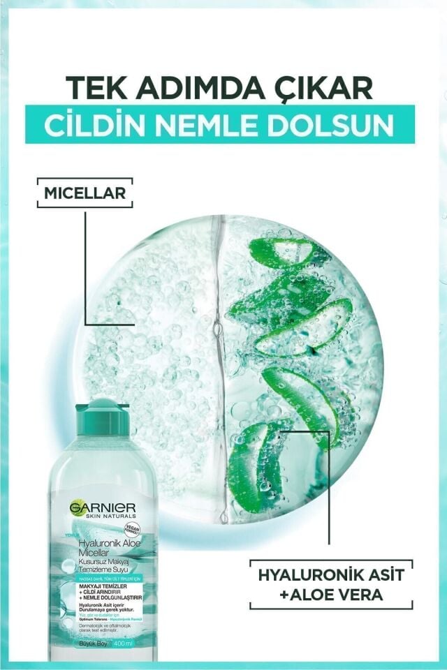 Hyaluronik Aloe Micellar Kusursuz Makyaj Temizleme Suyu 400ml