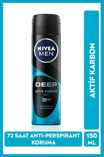Nivea Men Erkek Sprey Deodorant Deep Dimension Beat 150ml, 72 Saat Anti-perspirant Koruma
