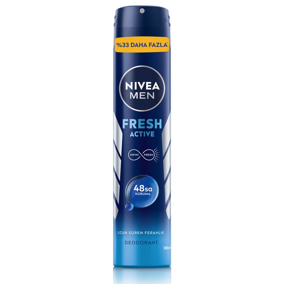 Nivea Men Erkek Sprey Deodorant Fresh Active 200 ml 48 Saat Deodorant Koruması