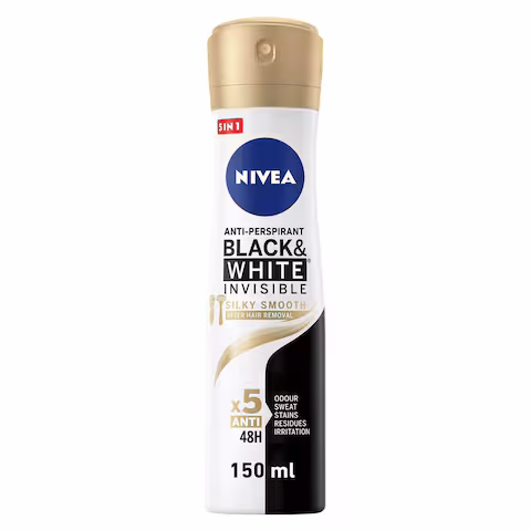 Nivea Kadın Sprey Deodorant Black&White Invisible İpeksi Pürüzsüzlük 150ml, 72 Saat Anti-perspirant