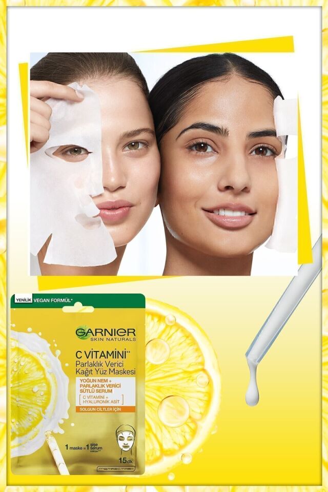C Vitamini Parlaklık Verici Kağıt Yüz Maskesi 3'lü Set (5% Gliserin, Niacinamide)