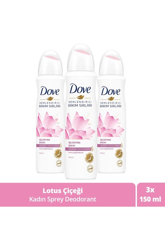 Kadın Sprey Deodorant Işıldayan Bakım Lotus Çiçeği Kokusu 150 ml X3 Adet