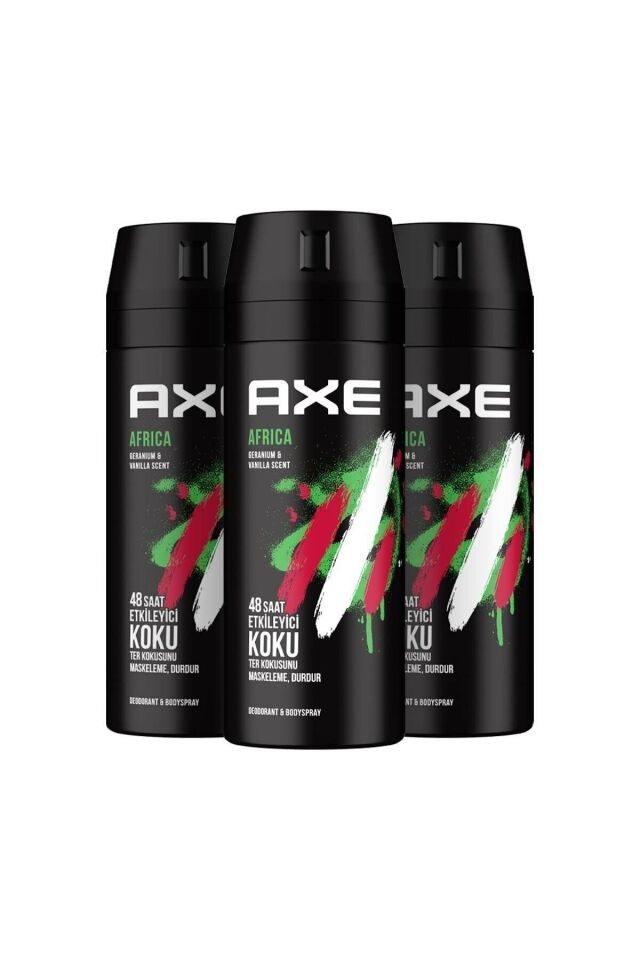 Erkek Sprey Deodorant Africa 48 Saat Etkileyici Koku 150 ml X3 Adet