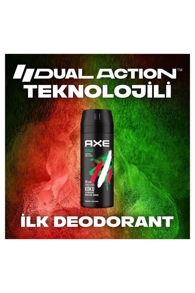 Axe Erkek Sprey Deodorant Africa 48 Saat Etkileyici Koku 150 ml X3 Adet