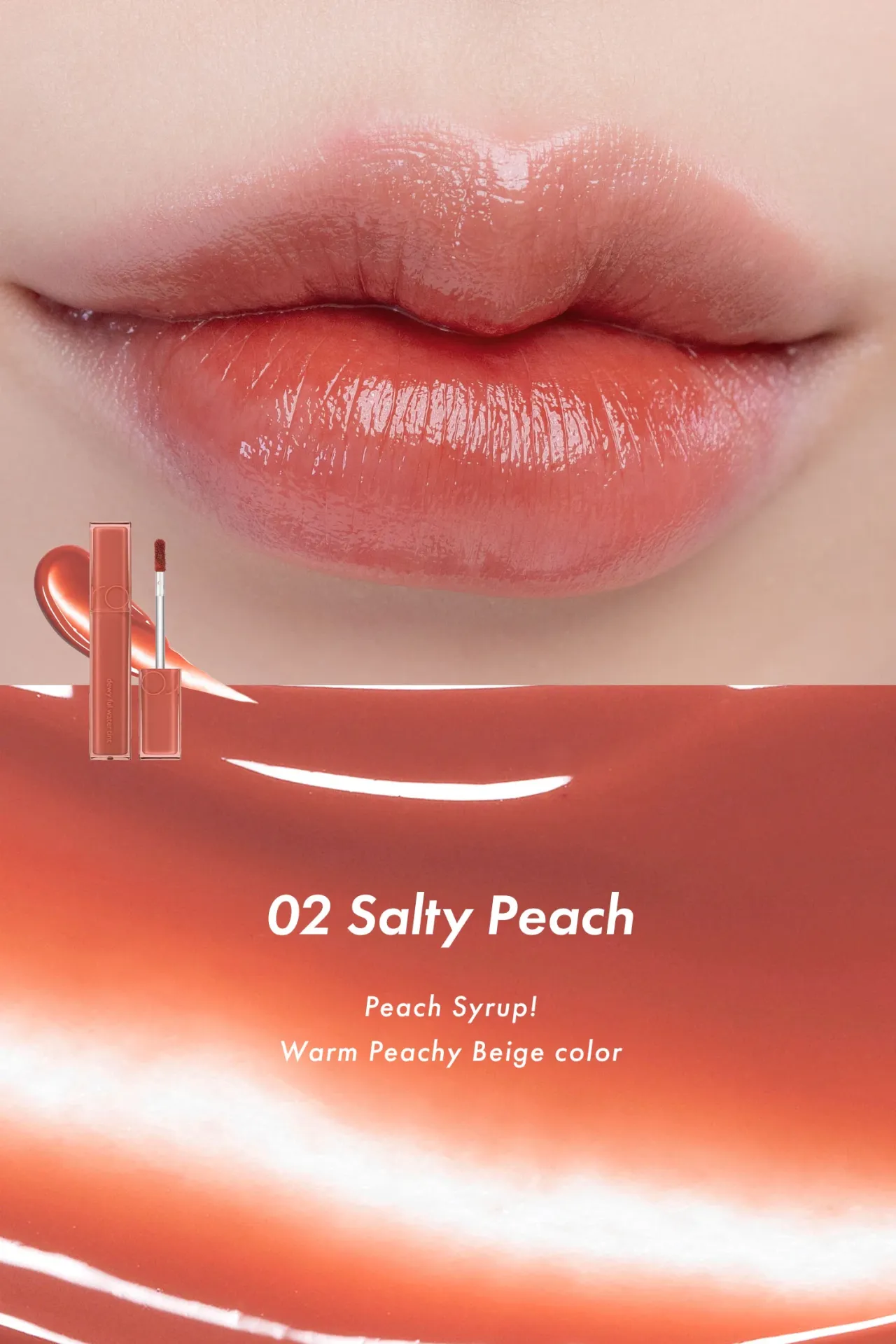 rom&nd Dewy Ful Water Tint Renkli Dudak Parlatıcısı 02 Salty Peach