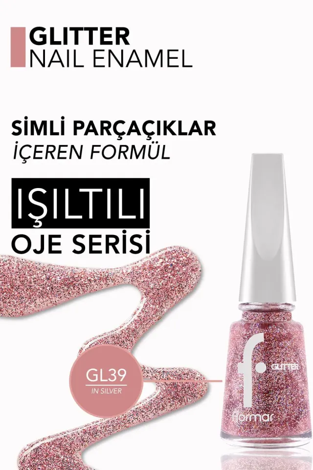 Flormar Glitter Yarı Saydam Simli Oje GL39 Red In Silver