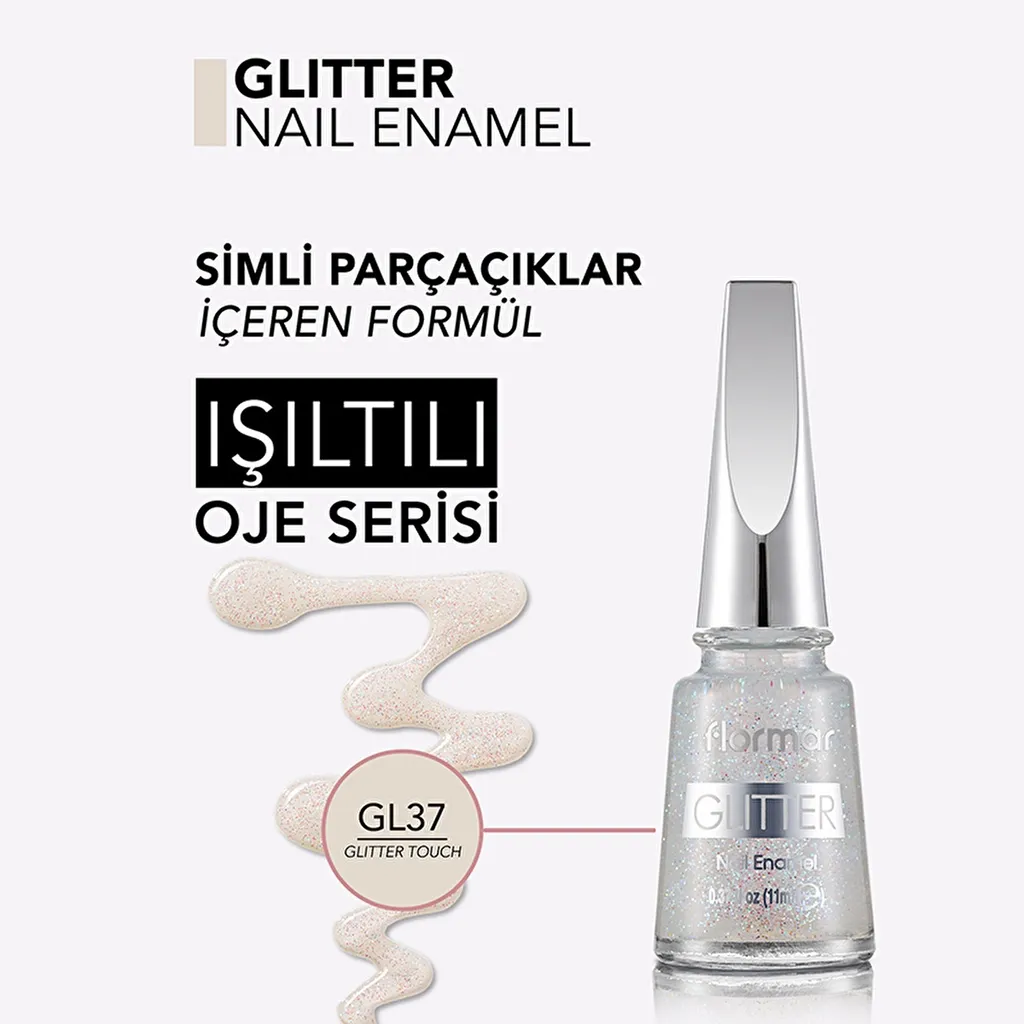 Flormar Glitter Yarı Saydam Simli Oje GL37 Glitter Touch