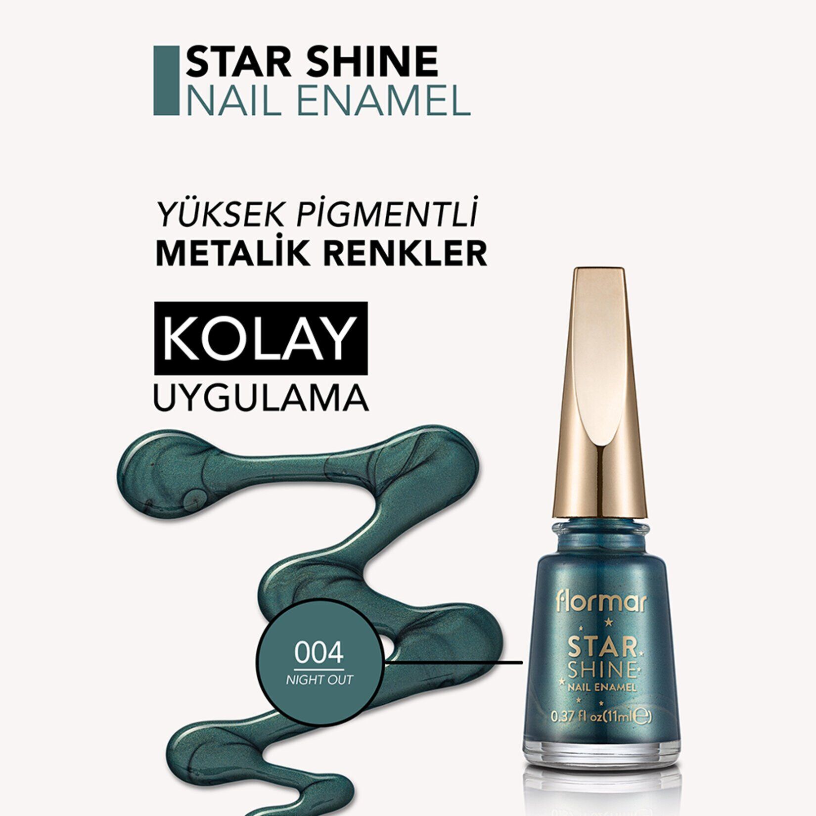 Flormar Star Shine Yoğun Pigmentli ve Metalik Görünümlü Oje 004 Night Out