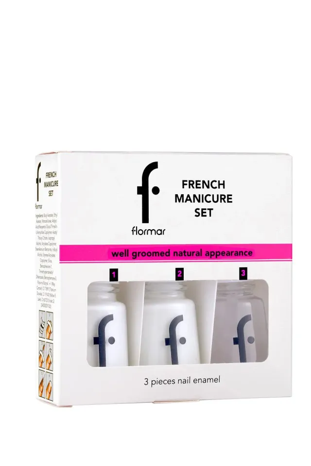 Yarı Transparan & Parlak Bitişli 3'lü French Manikür Seti