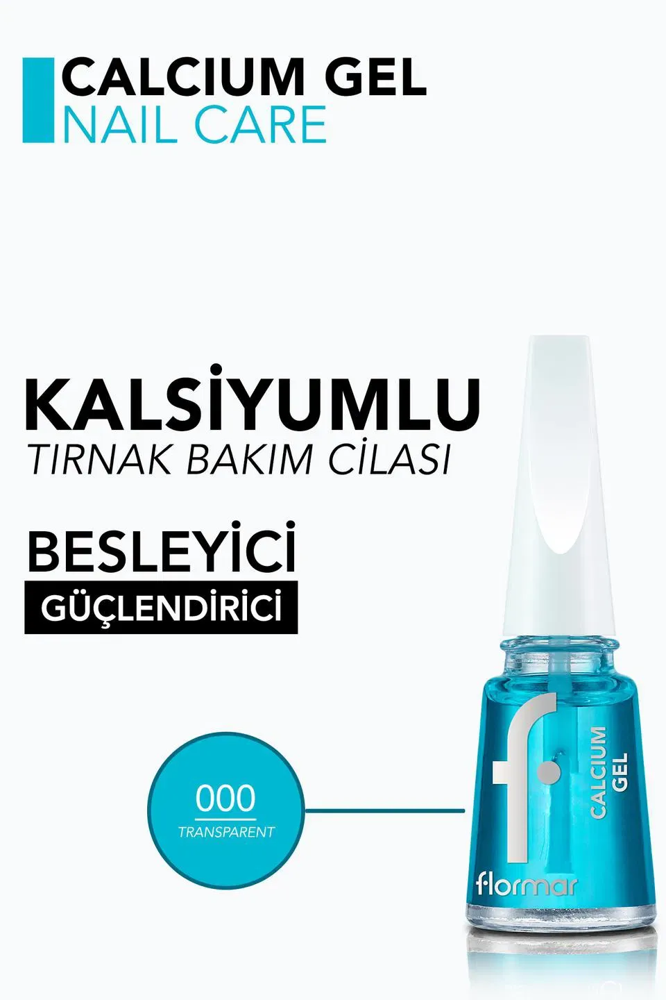 Flormar Calcium Gel Tırnak Güçlendirme Etkili Oje Bazı/Tırnak Cilası 000