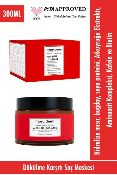 Maru.Derm Saç Maskesi | Saç Dökülme Karşıtı Saç Maskesi 300 ML | Tüm Saç Tipleri | Vegan