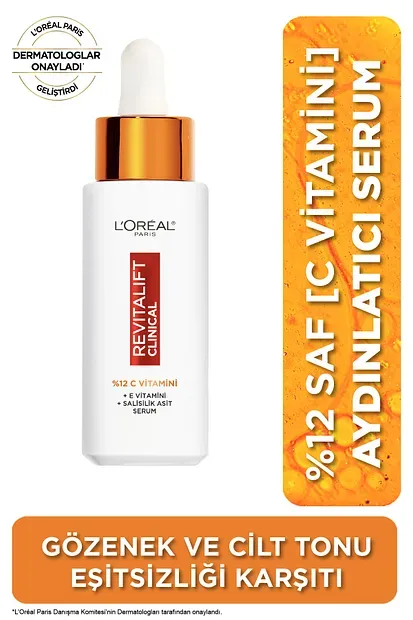 L'Oreal Paris Revitalift Clinical %12 Saf C Vitamini Aydınlatıcı, Ton Eşitleyici, Gözenek Karşıtı Serum 30 ml