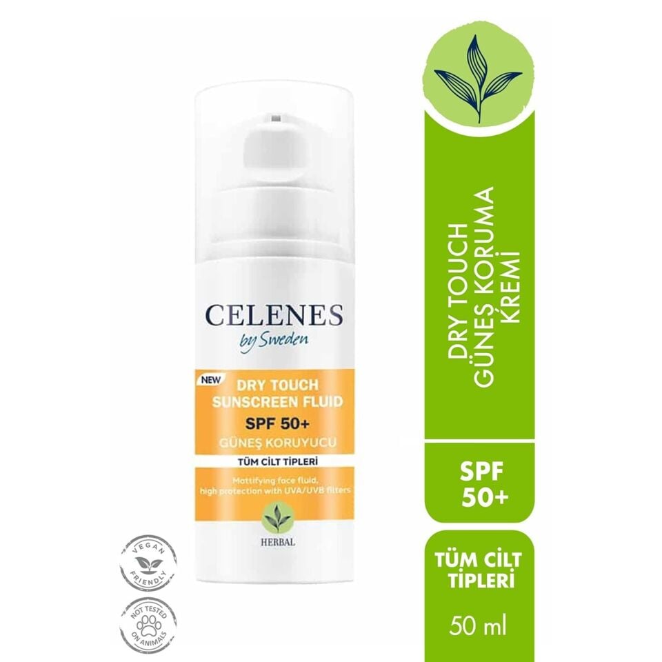 Celenes by Sweden BY SWEDEN HERBAL DRY TOUCH SPF 50 MAT BİTİŞLİ GÜNEŞ KREMİ - YÜZ VE DEKOLTE BÖLGESİ 50 ML-