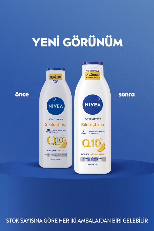 Nivea Q10 Sıkılaştırıcı Vücut Losyonu 250ml, 7 Günde Sıkılaştırıcı, C Vitamini, Nemlendirici, X2 Adet