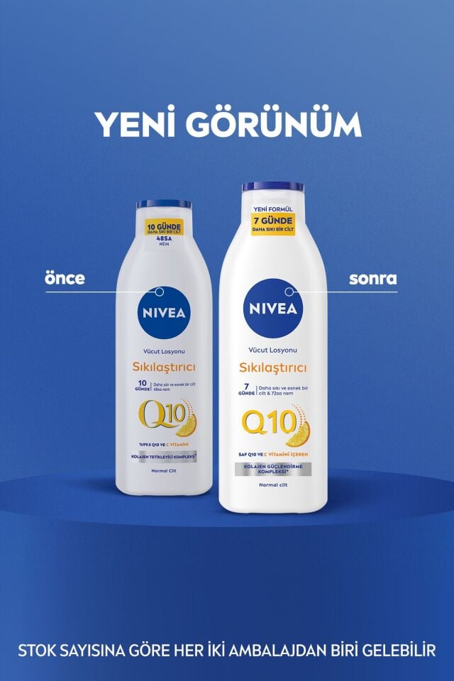 Nivea Q10 Sıkılaştırıcı Vücut Losyonu 250ml, 7 Günde Sıkılaştırıcı, C Vitamini, Nemlendirici, X2 Adet